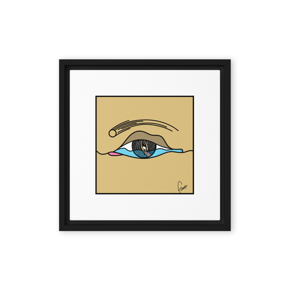Framed Canvas with Meraki Illustration by Flower
