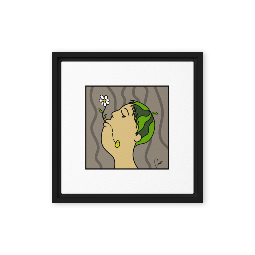 Framed Canvas with Spermata Illustration by Flower