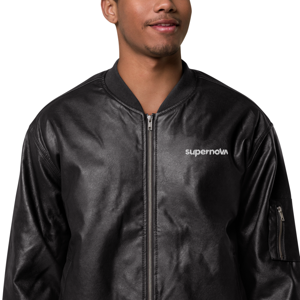 Faux Leather Bomber Jacket 